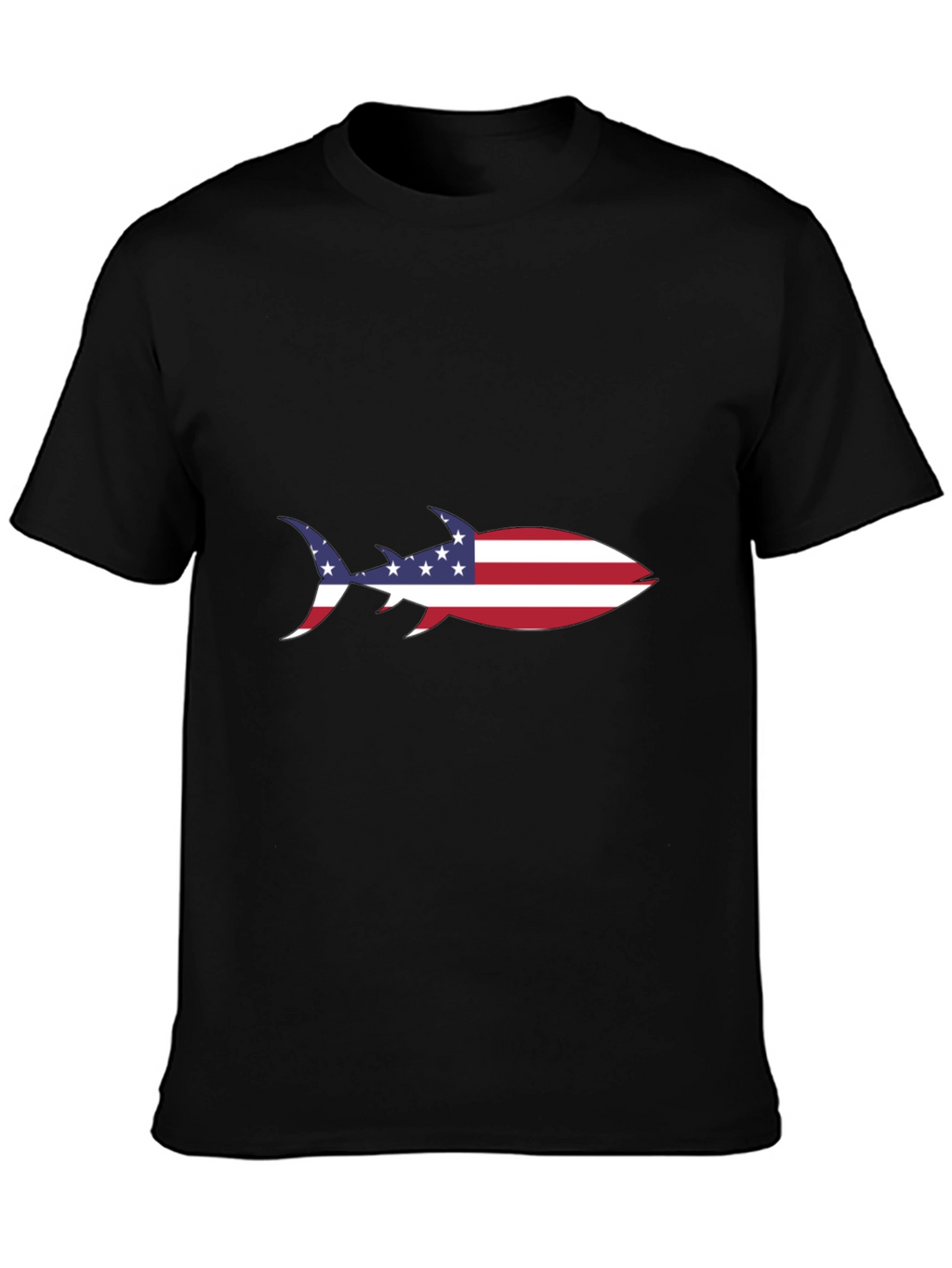 American Flag Shark Black T-Shirt