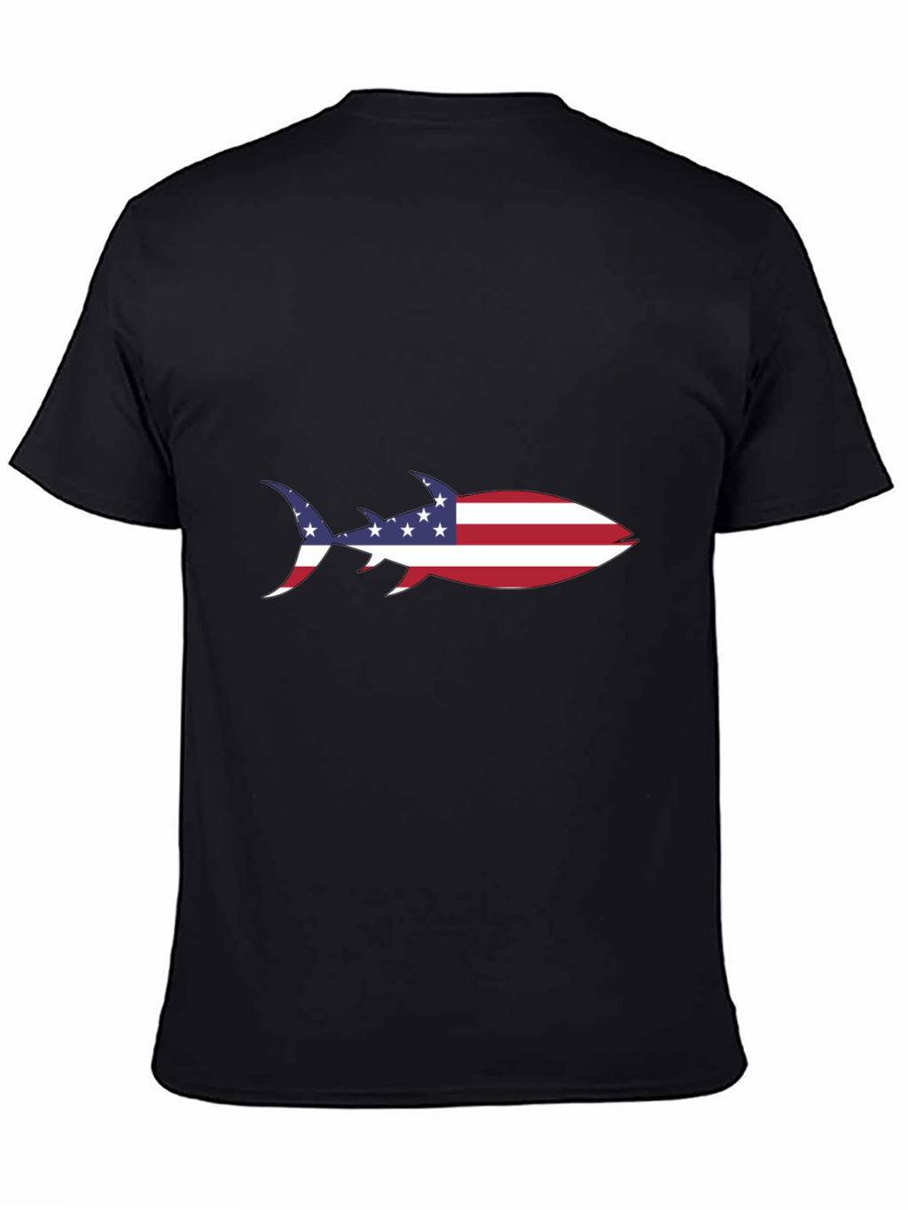 American Flag Shark Black T-Shirt