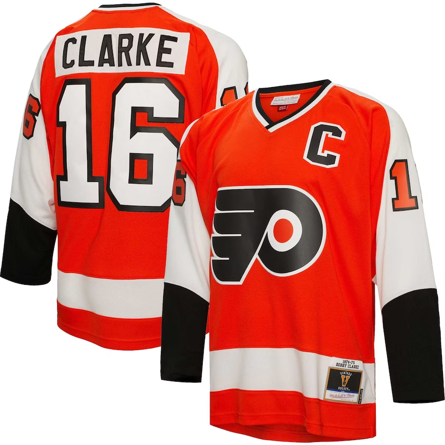 Men's Philadelphia Flyers Bobby Clarke #16 Orange Player Game Jerseys