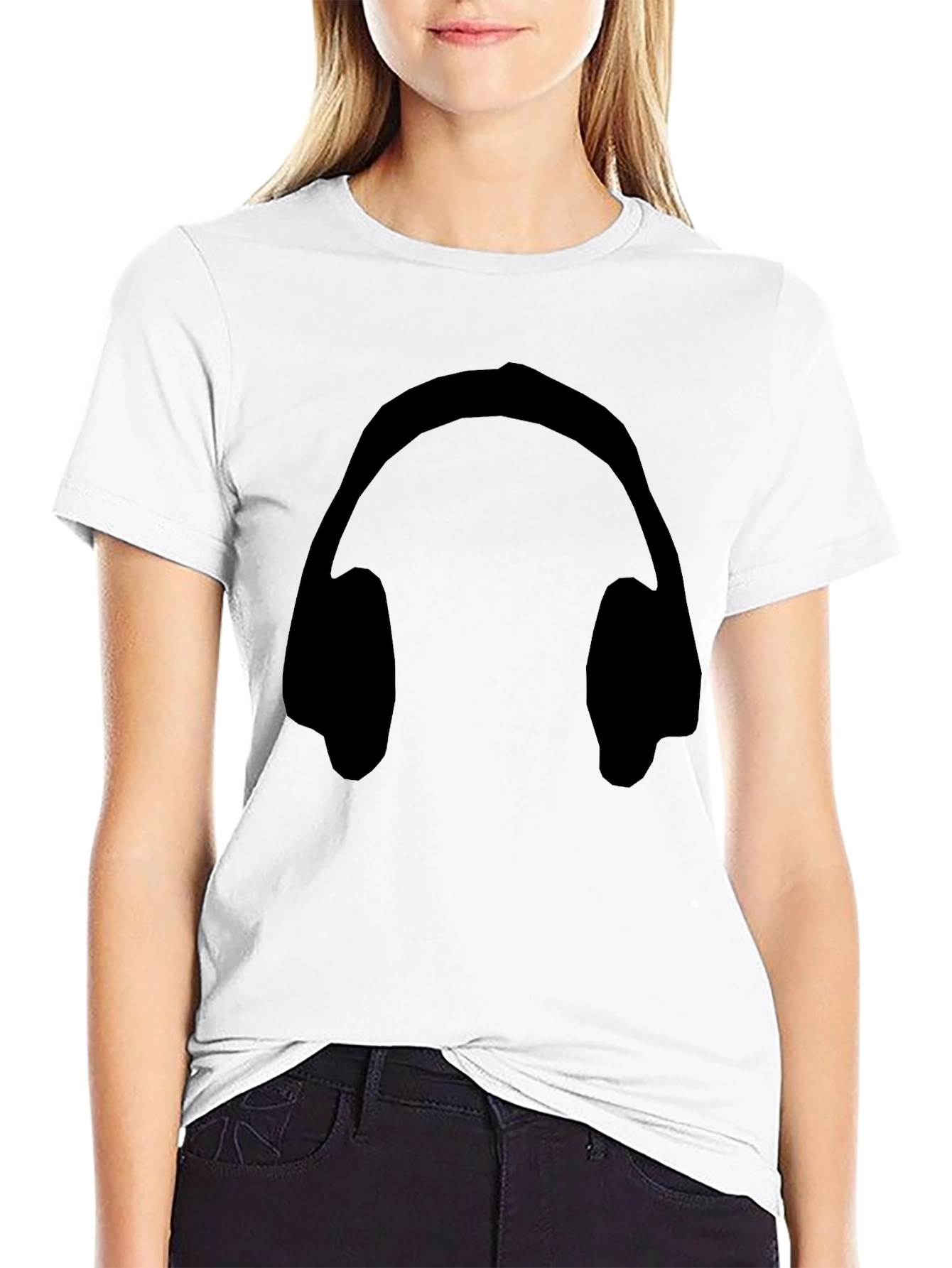 Headphones Graphic Tee - Stylish Black T-Shirt