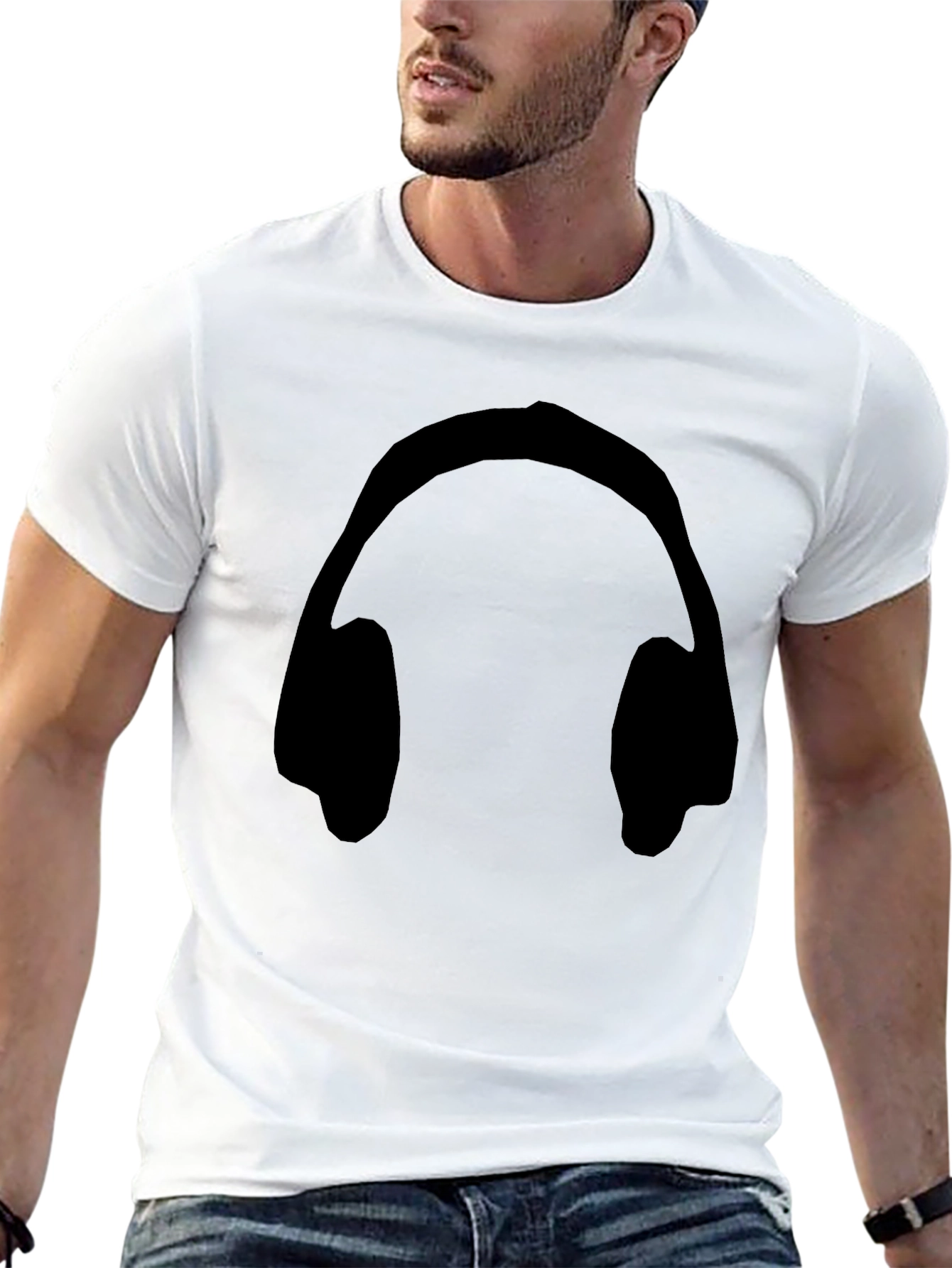 Headphones Graphic Tee - Stylish Black T-Shirt