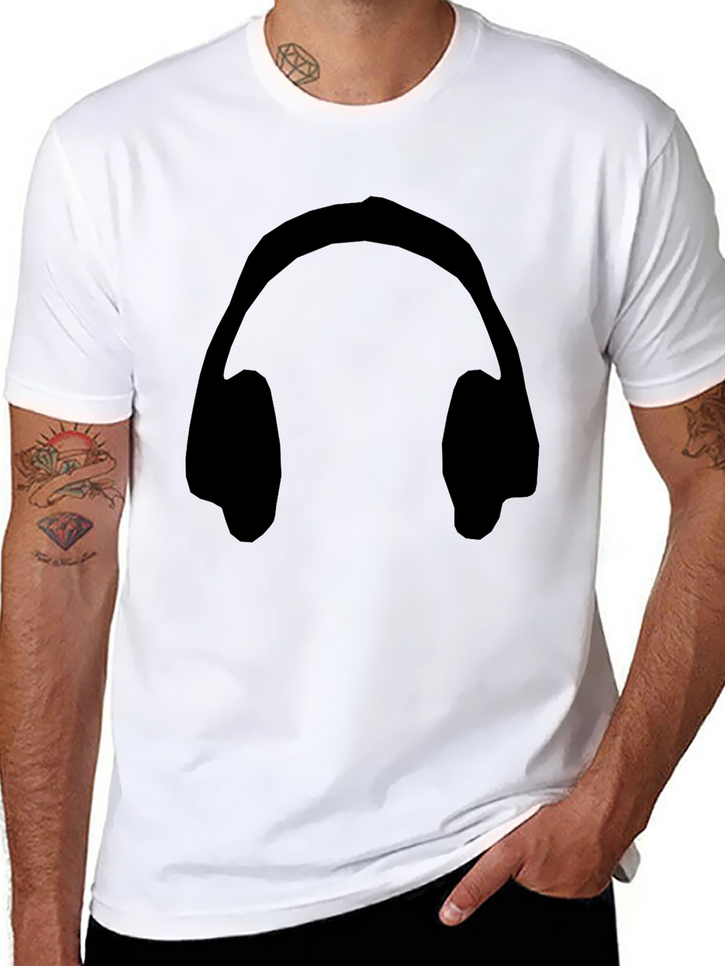 Headphones Graphic Tee - Stylish Black T-Shirt