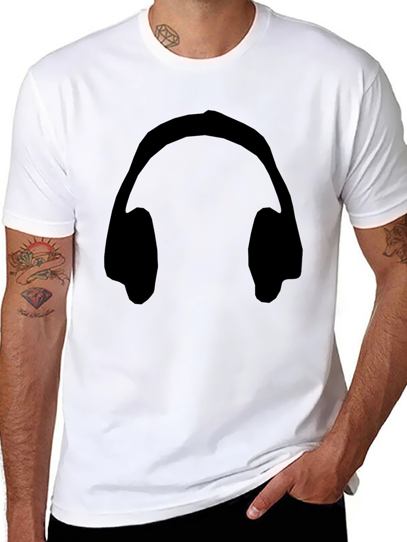 Headphones Graphic Tee - Stylish Black T-Shirt