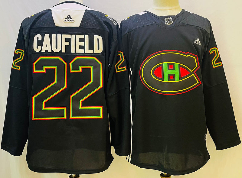 Men's Montreal Canadiens Cole Caufield #22 Black Player Jerseys