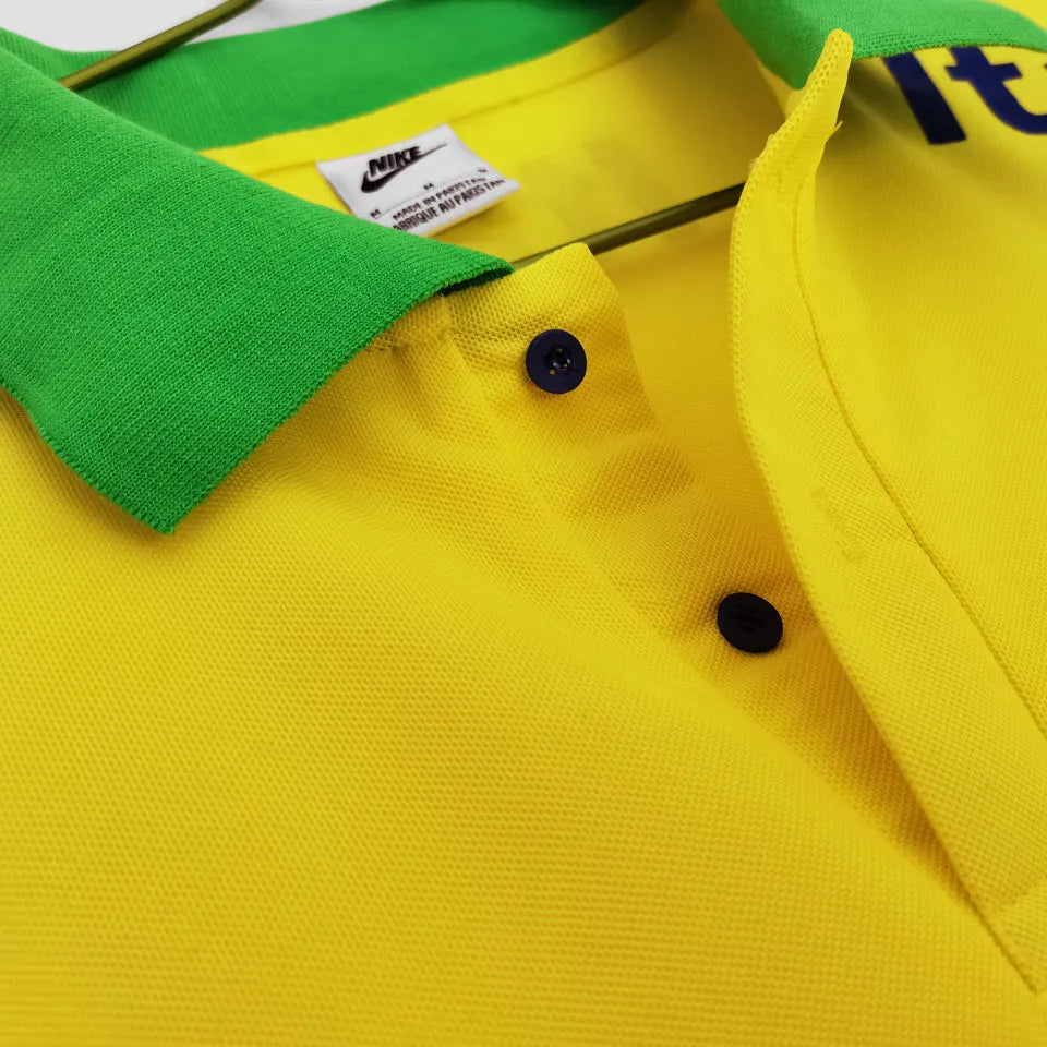 2023 Brazil Yellow Polo Short Jersey Detail 1