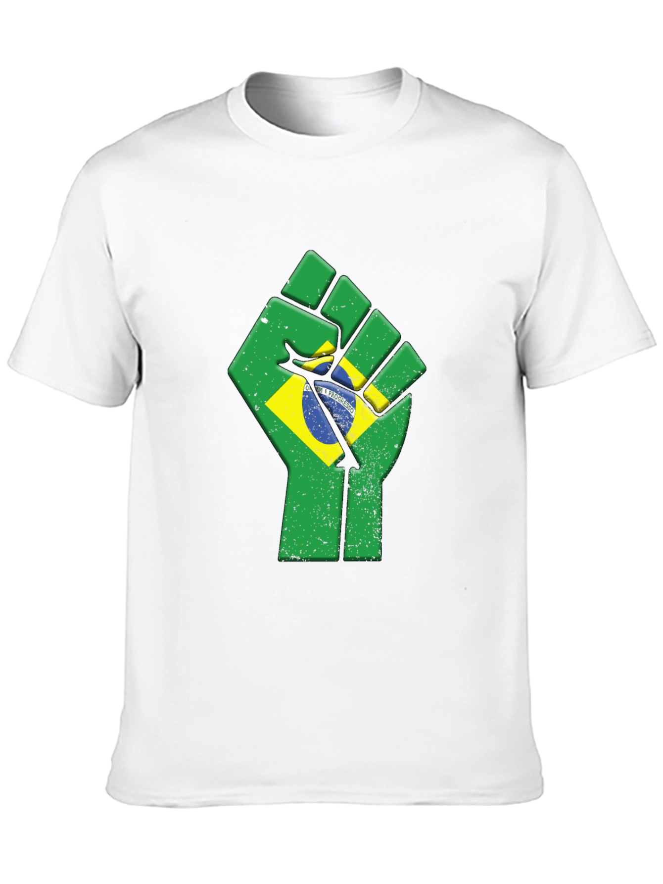 Brazil Flag Fist Black T-Shirt - Power & Patriotism