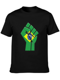 Brazil Flag Fist Black T-Shirt - Power & Patriotism
