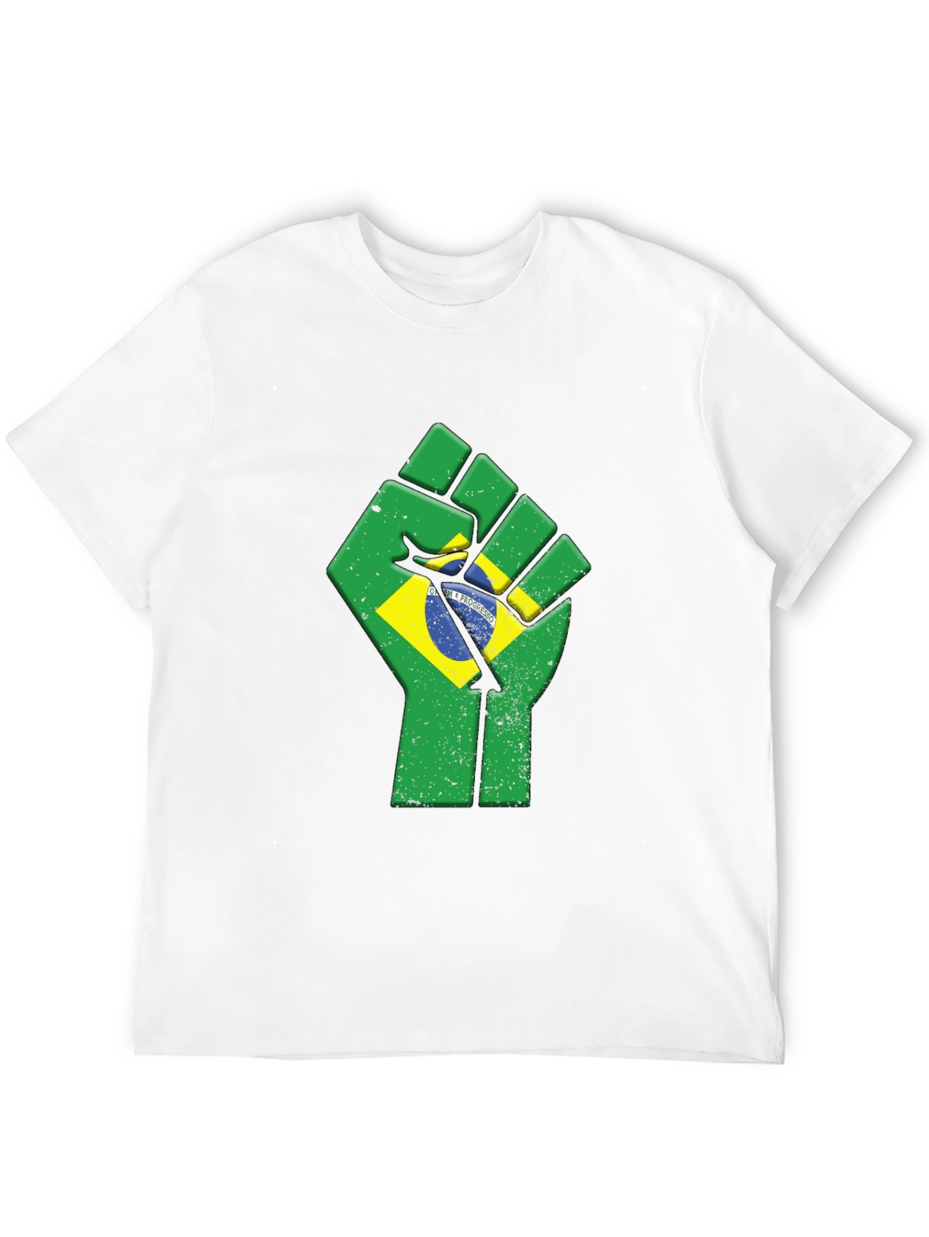 Brazil Flag Fist Black T-Shirt - Power & Patriotism