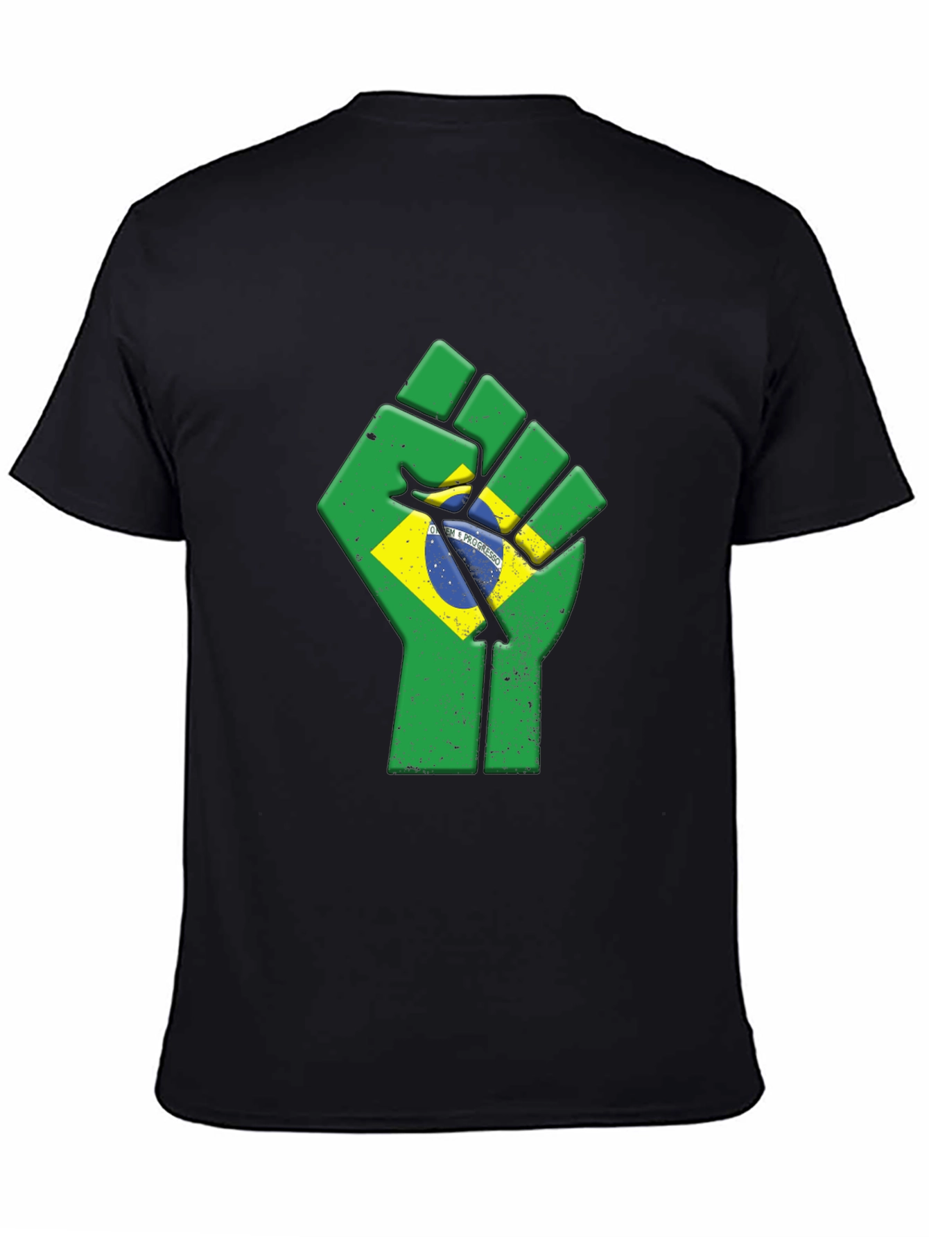 Brazil Flag Fist Black T-Shirt - Power & Patriotism