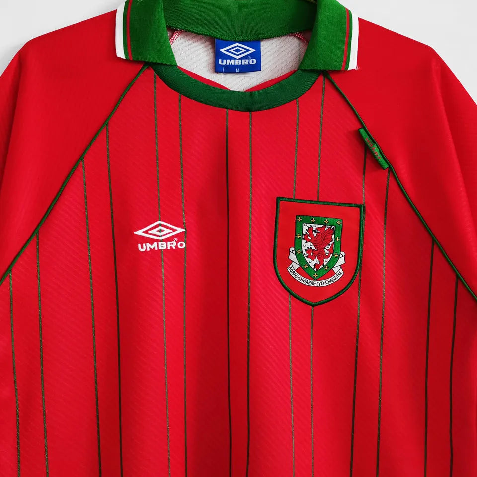 1994/96 Wales Home Red Retro Soccer Jersey Detail 1