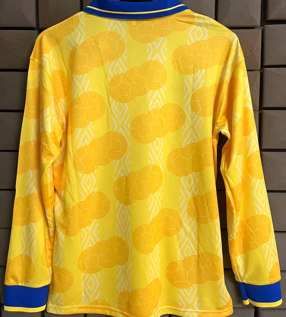 1994 Colombia Home Yellow Retro Long Sleeve Soccer Jersey Back