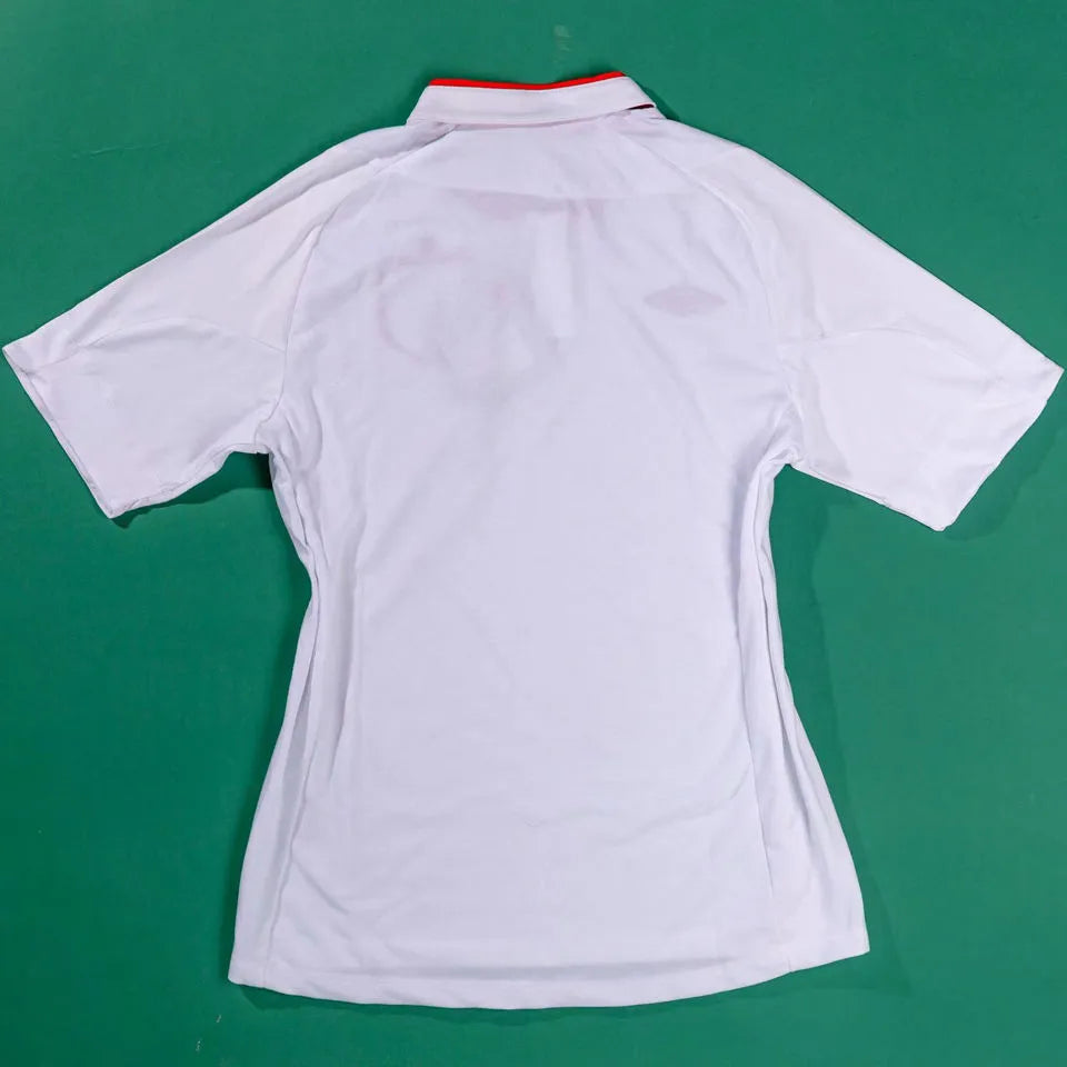 2012 England Home White Retro Soccer Jersey Detail 1
