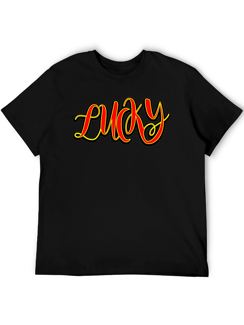 Lucky Graphic Print Mens Black T-Shirt