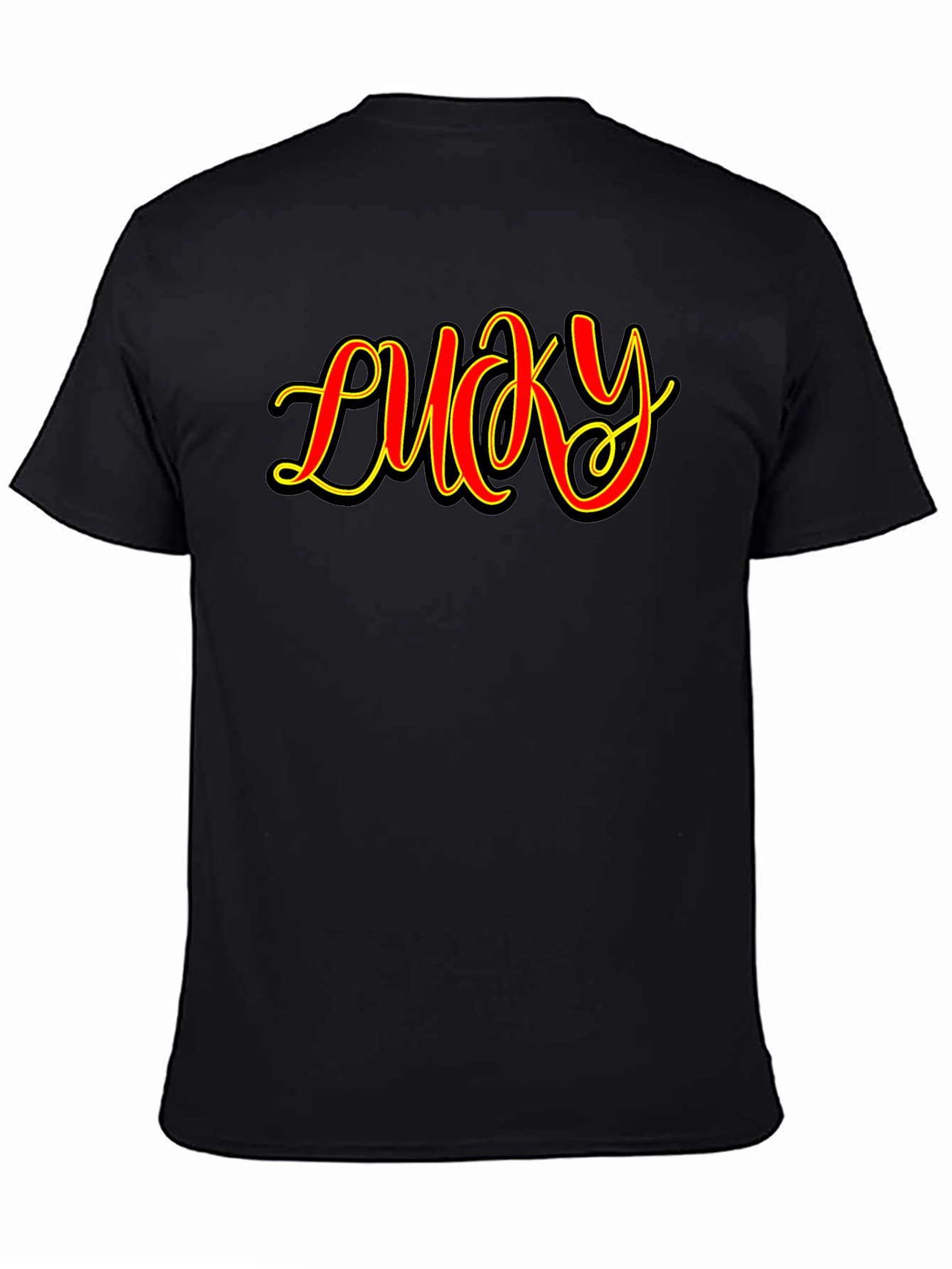 Lucky Graphic Print Mens Black T-Shirt