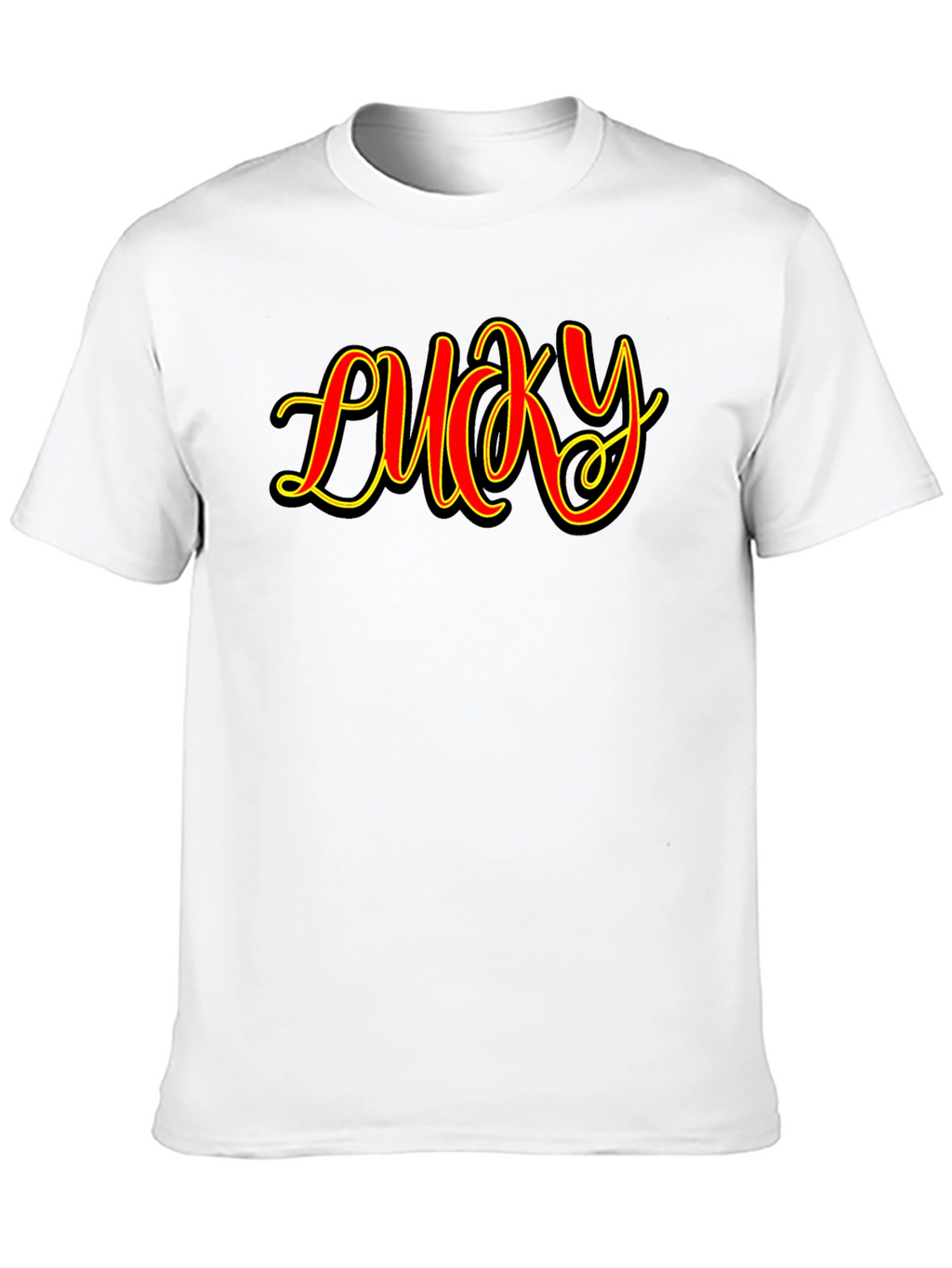 Lucky Graphic Print Mens Black T-Shirt