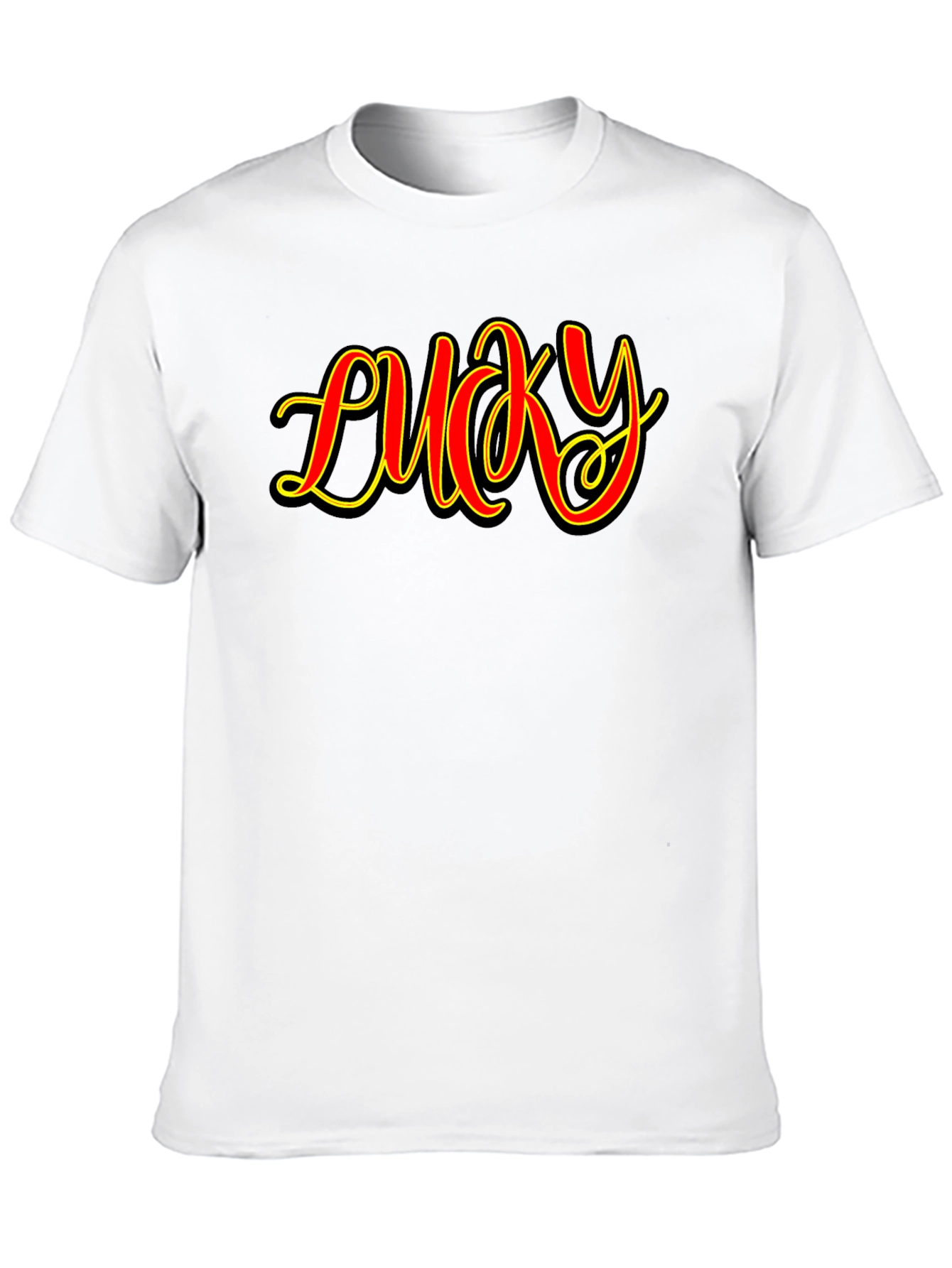 Lucky Graphic Print Mens Black T-Shirt