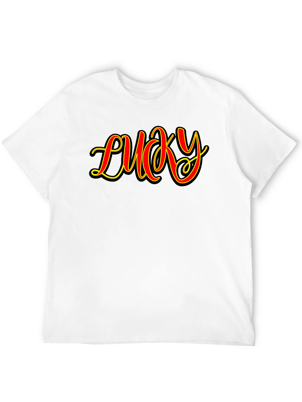 Lucky Graphic Print Mens Black T-Shirt