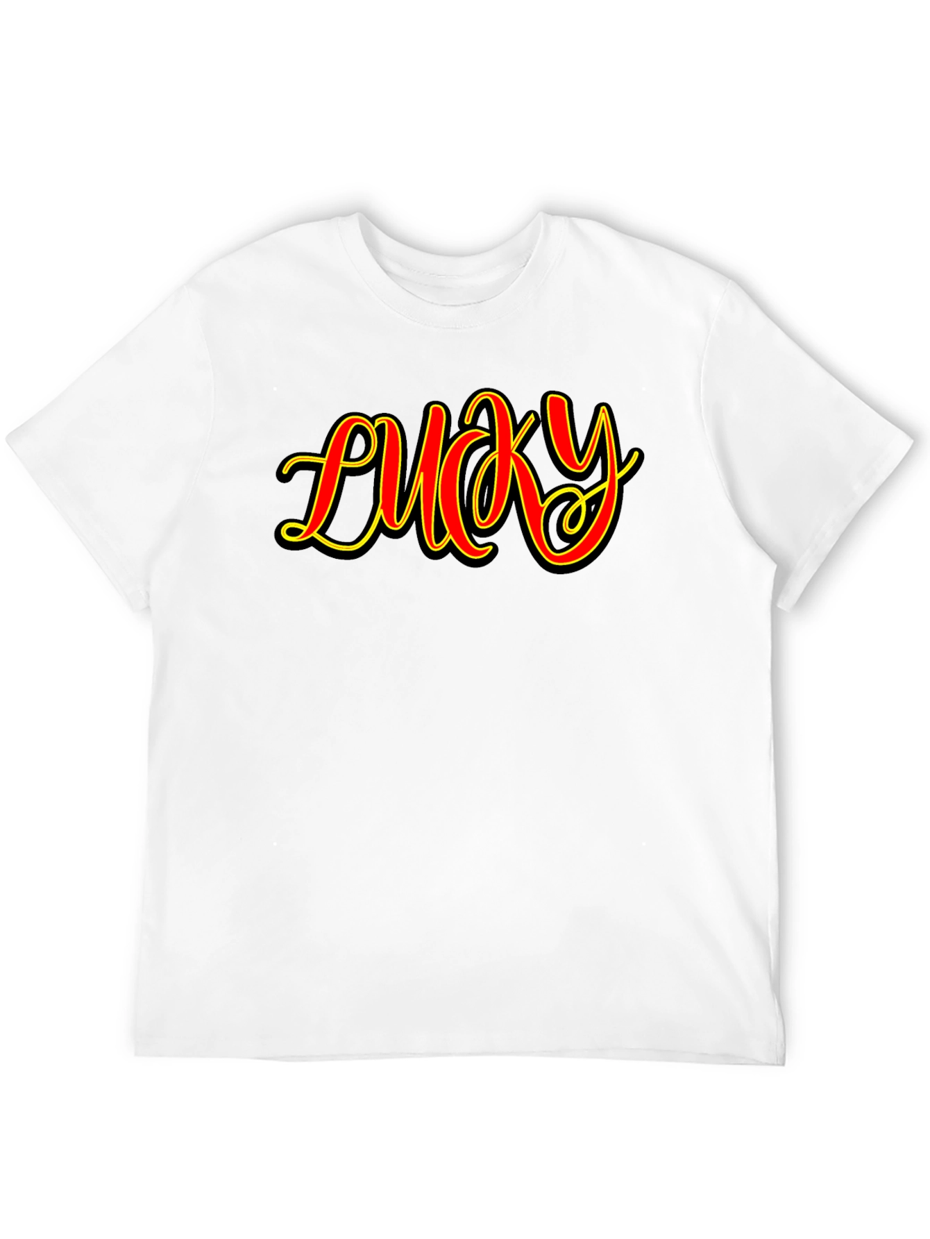 Lucky Graphic Print Mens Black T-Shirt