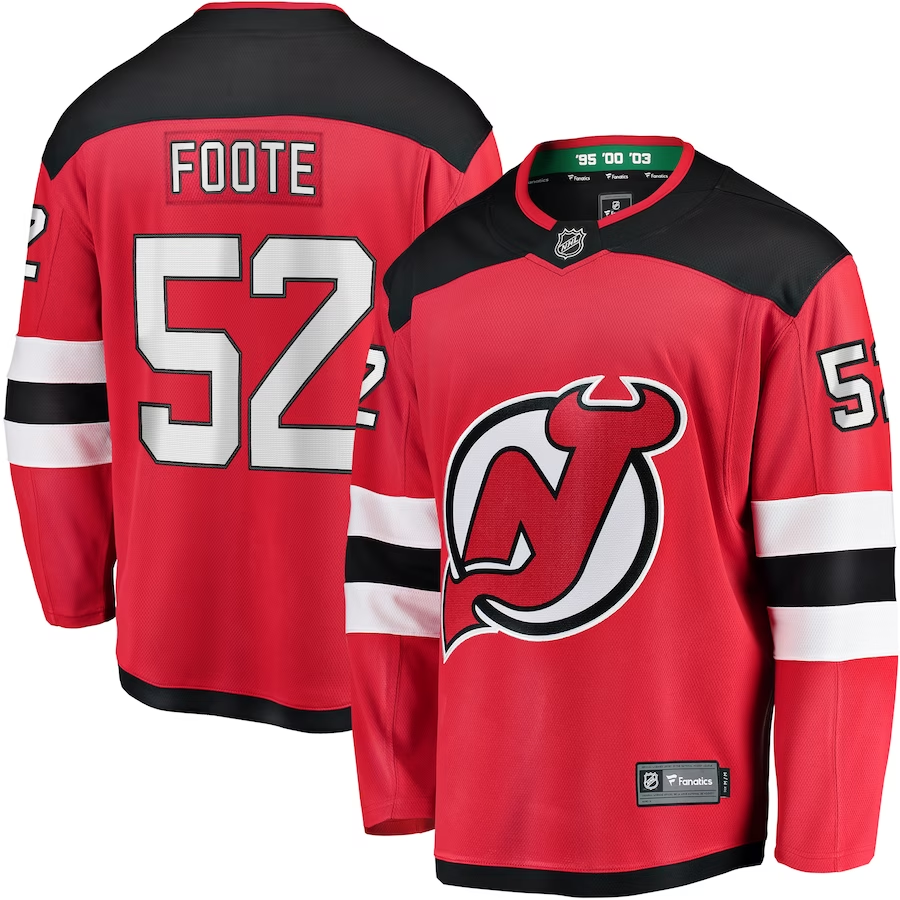 Men's New Jerseys Devils Cal Foote #52 Red Player Game Jerseys