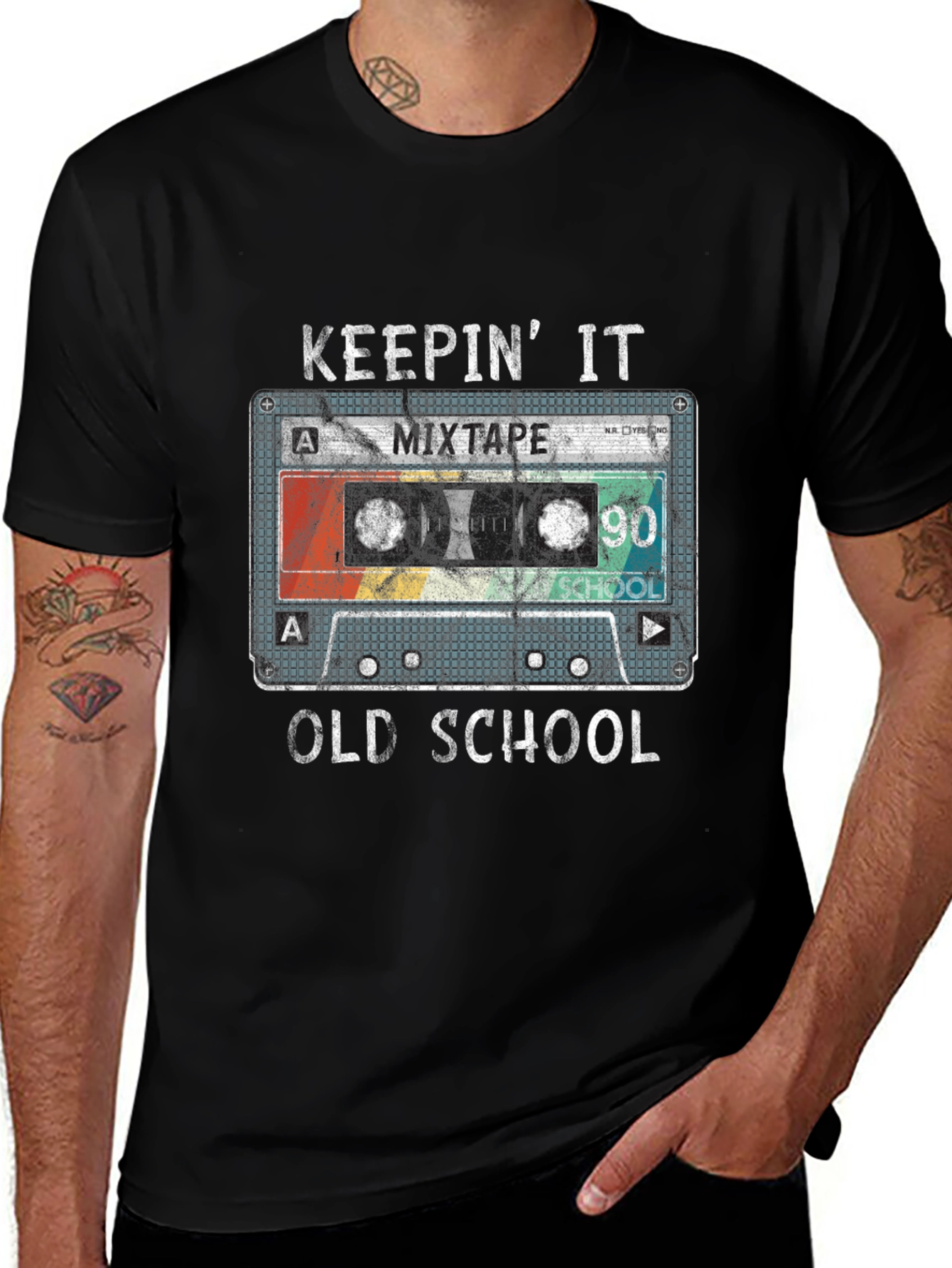 Keepin It Old School 90s Mixtape Cassette T-Shirt
