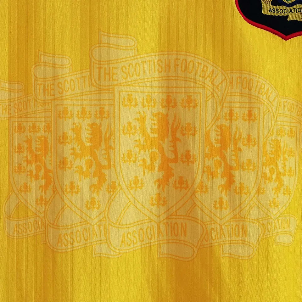 1996-98 Scotland Yellow Retro Soccer Jersey Detail 1