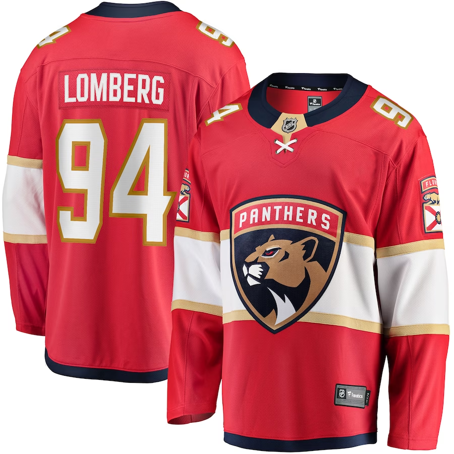 Men's Florida Panthers Ryan Lomberg #94 Red Home Breakaway Player Jerseys