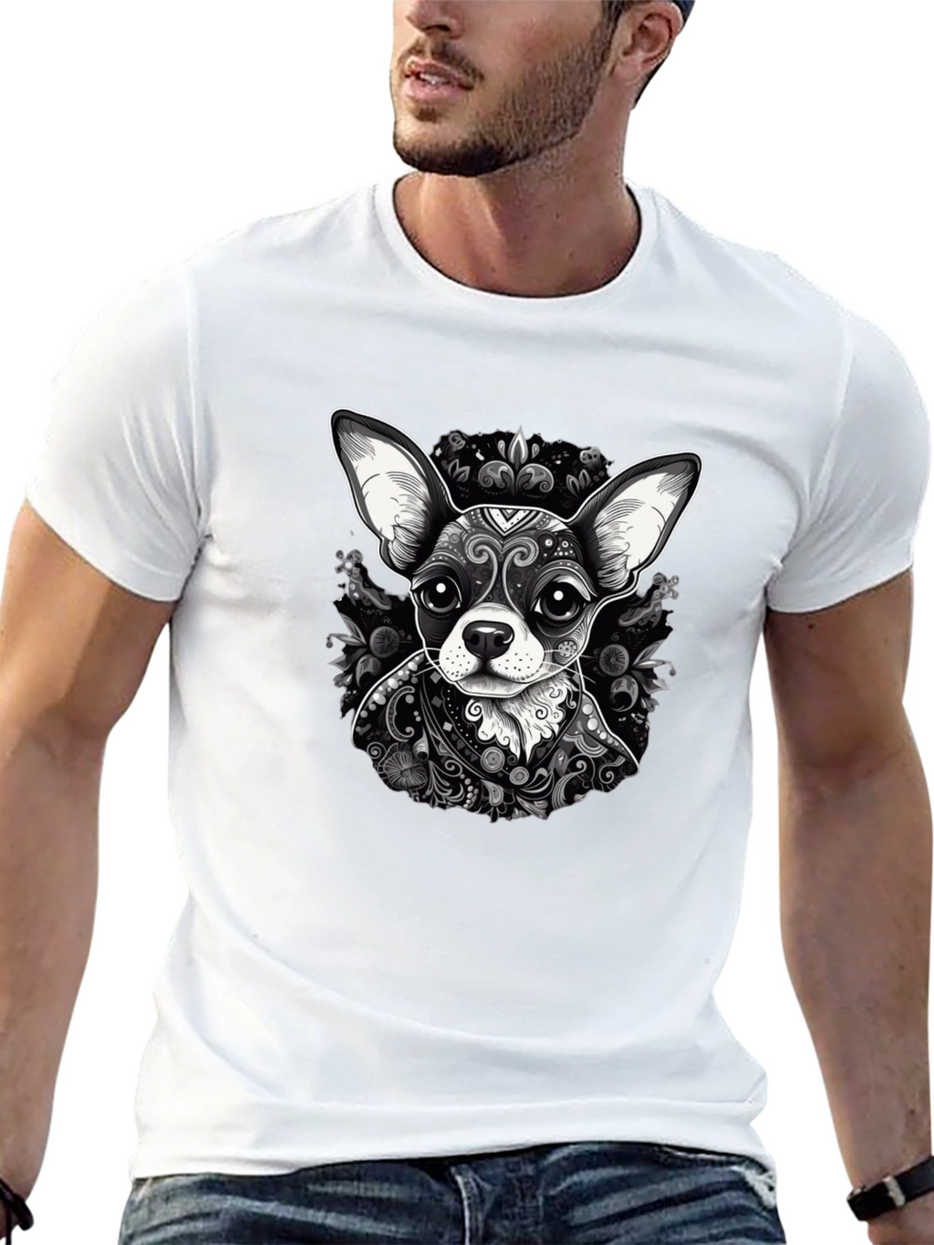 Chihuahua Art Print Black T-Shirt