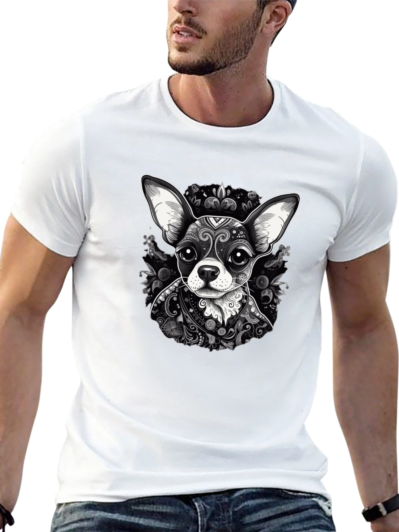 Chihuahua Art Print Black T-Shirt