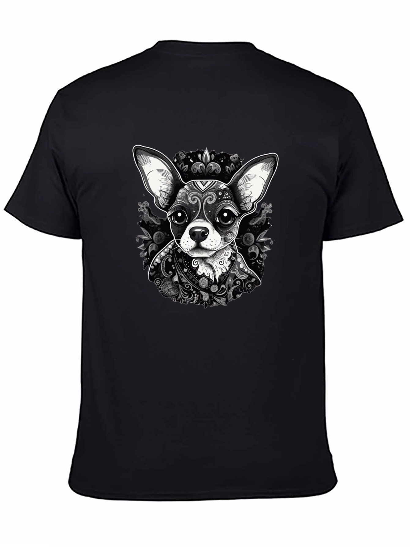 Chihuahua Art Print Black T-Shirt