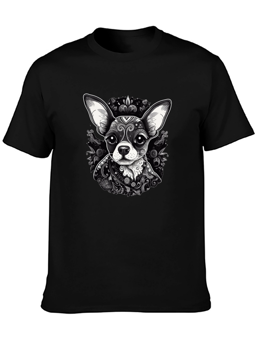 Chihuahua Art Print Black T-Shirt
