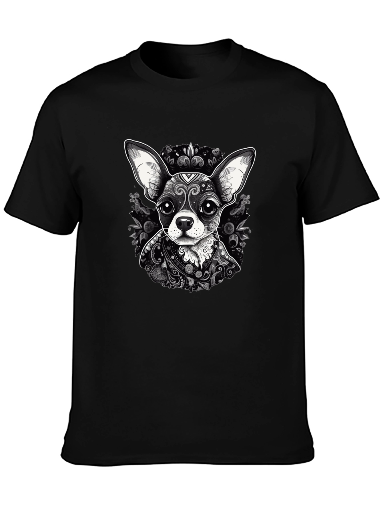 Chihuahua Art Print Black T-Shirt