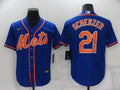 Men's New York Mets Max Scherzer #21 Blue Replica Baseball Jerseys