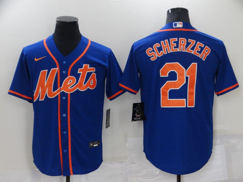 Men's New York Mets Max Scherzer #21 Blue Replica Baseball Jerseys