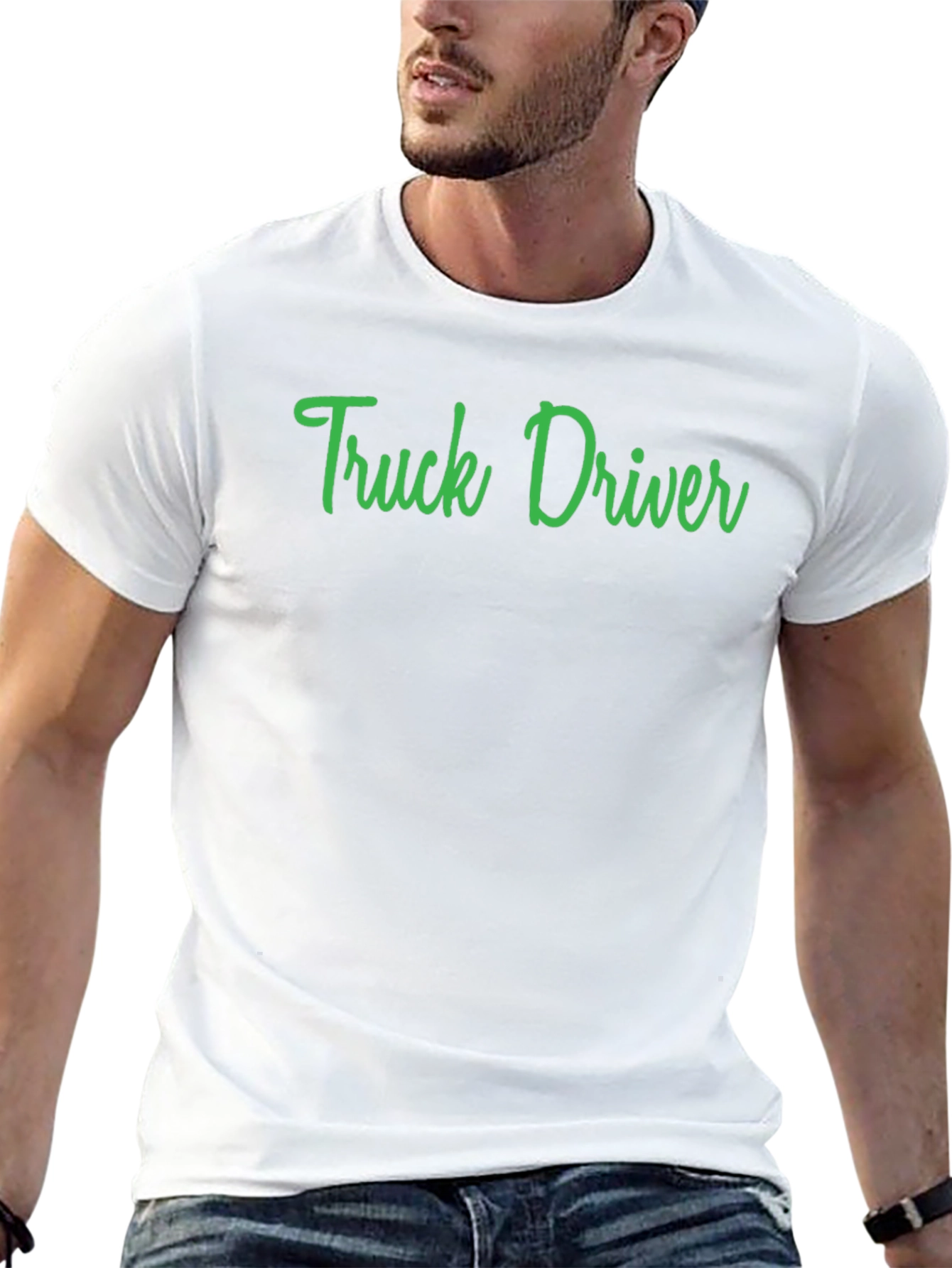 Truck Driver T-Shirt - Green Text on Black