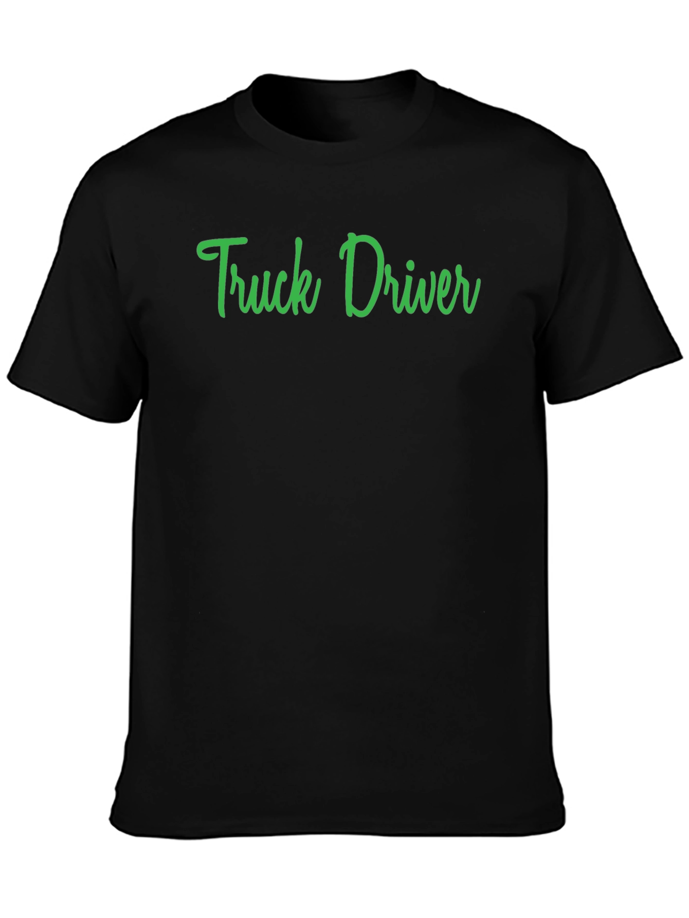 Truck Driver T-Shirt - Green Text on Black