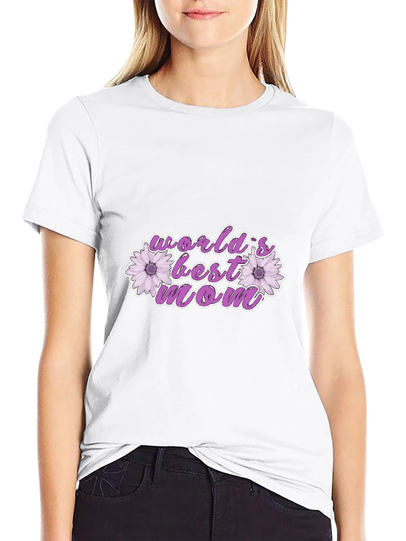 Worlds Best Mom Floral Graphic T-Shirt
