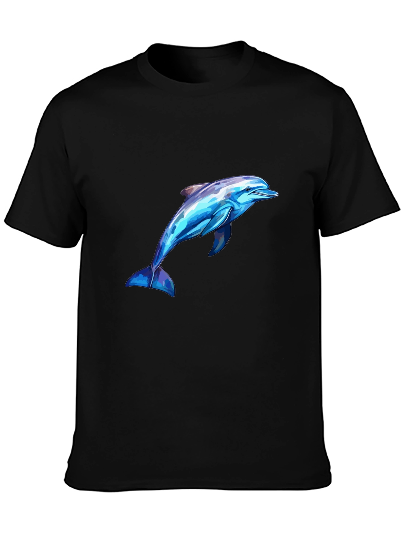 Mens Black Dolphin Graphic Tee
