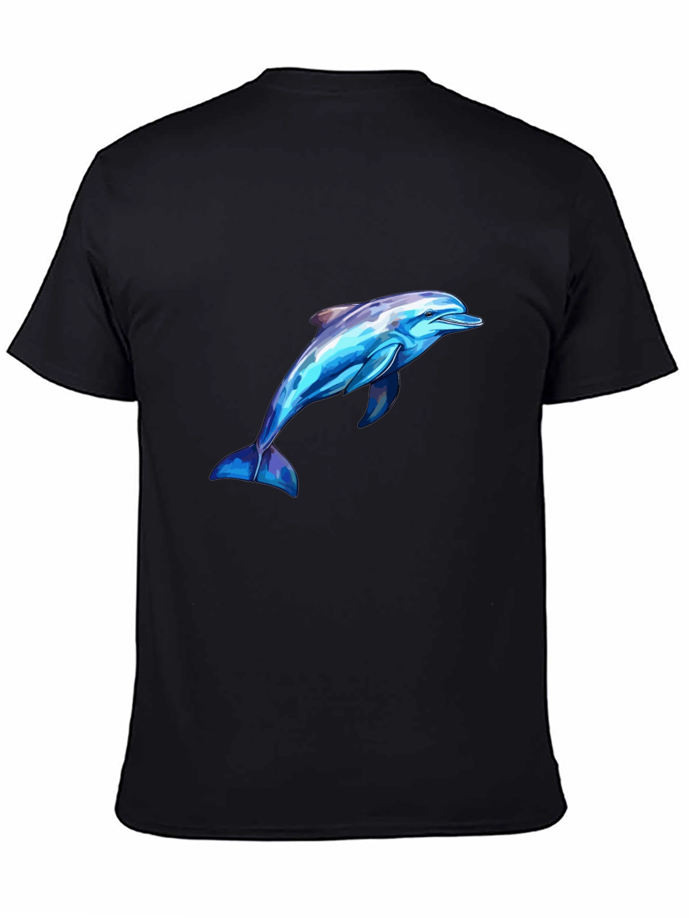 Mens Black Dolphin Graphic Tee