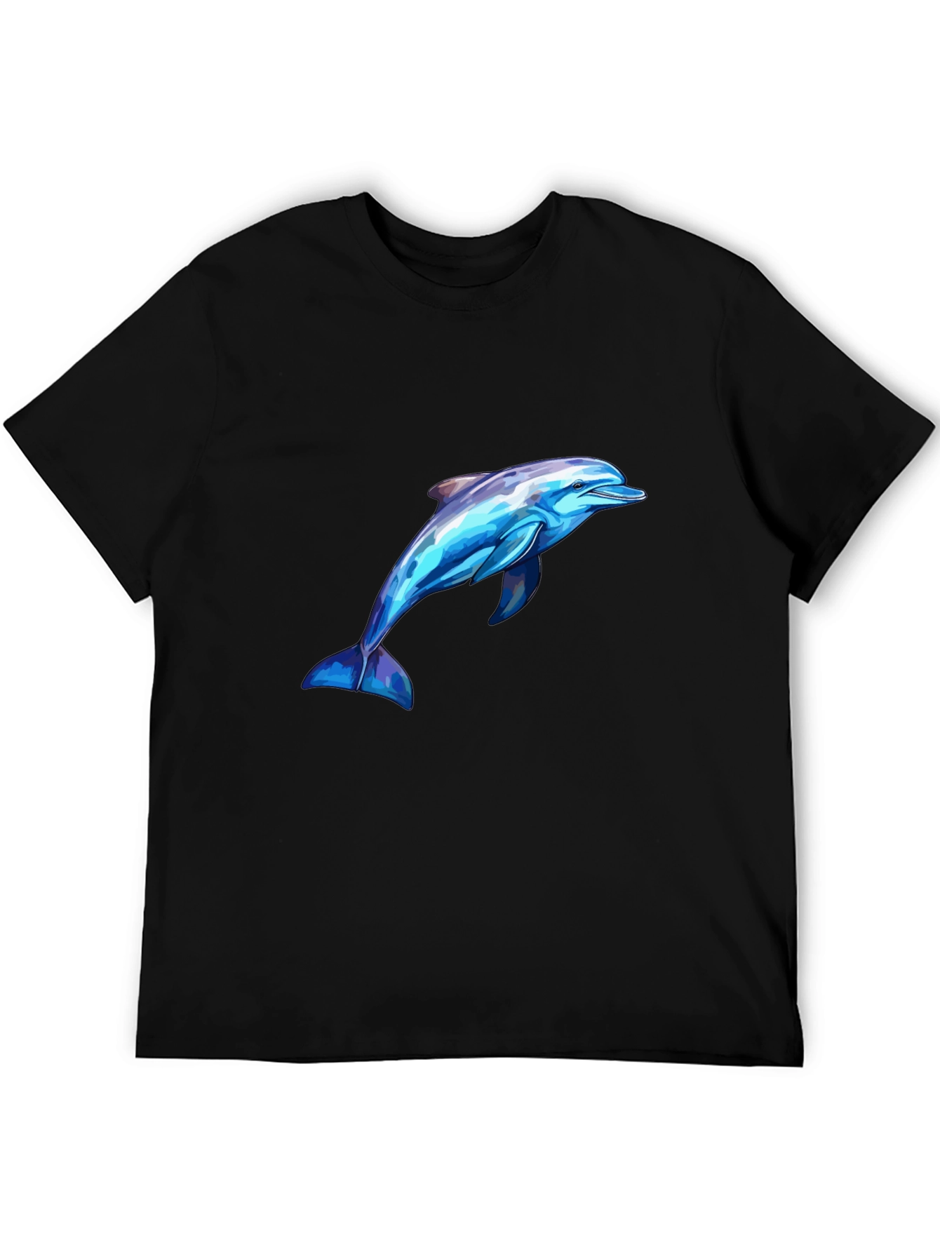 Mens Black Dolphin Graphic Tee