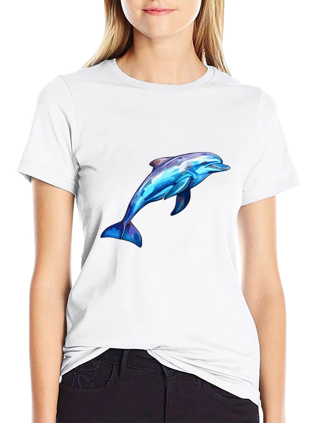 Mens Black Dolphin Graphic Tee