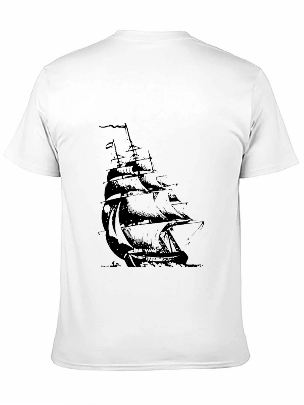 Mens Black T-Shirt with Sailing Ship Graphic