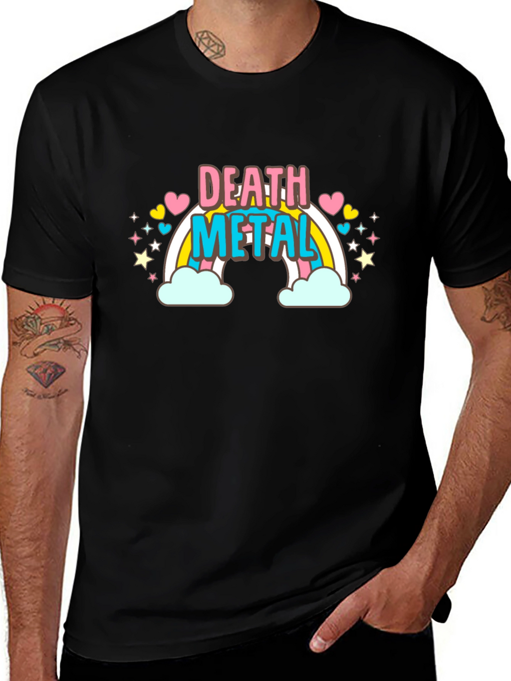 Death Metal Rainbow T-Shirt - Black Cotton Tee