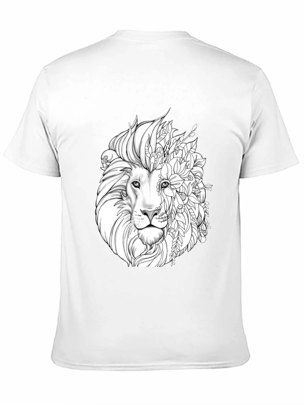 Lion Floral Graphic Black T-Shirt