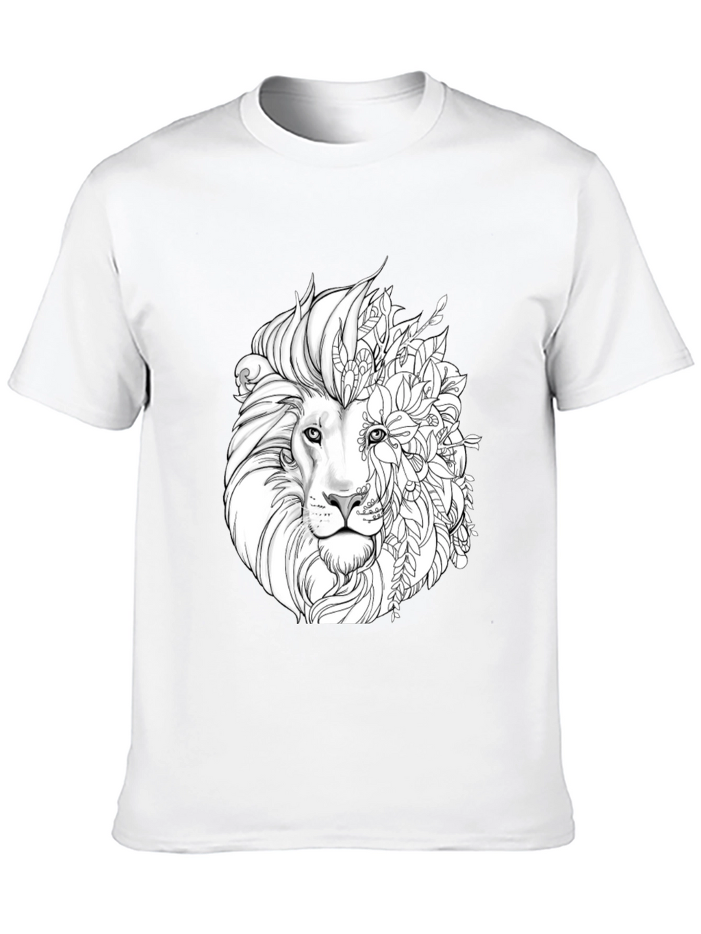 Lion Floral Graphic Black T-Shirt