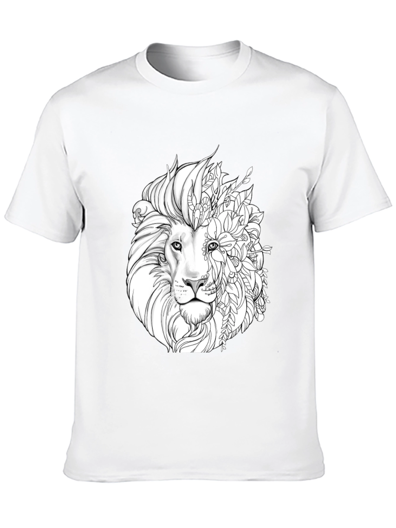 Lion Floral Graphic Black T-Shirt
