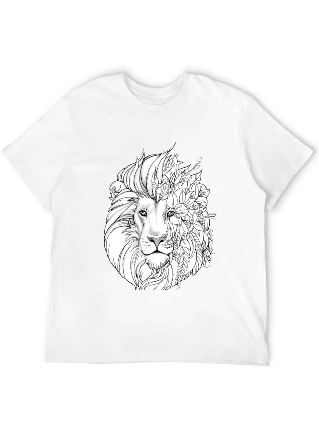 Lion Floral Graphic Black T-Shirt