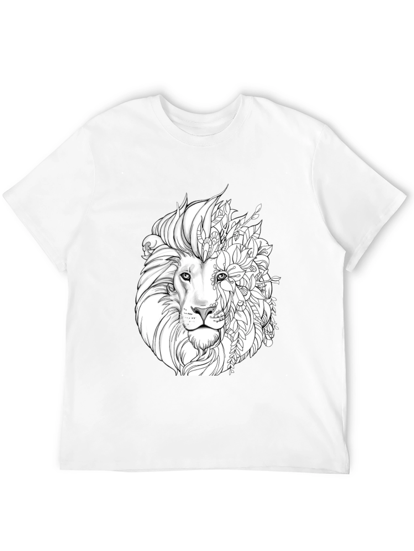 Lion Floral Graphic Black T-Shirt