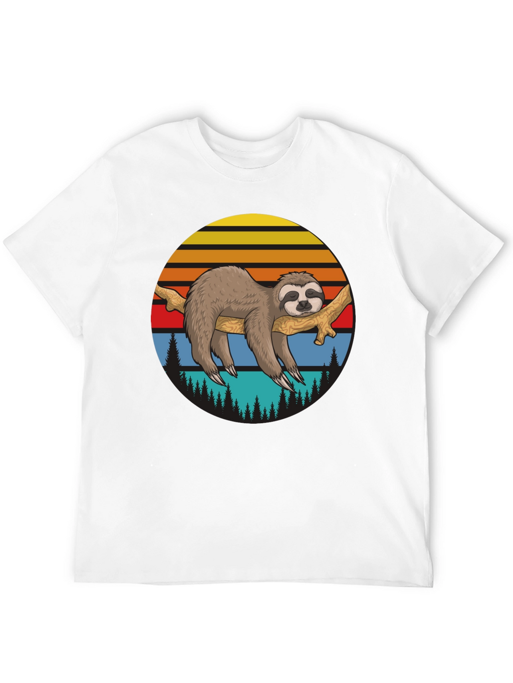 Sloth Sunset Graphic T-Shirt - Relaxed Style