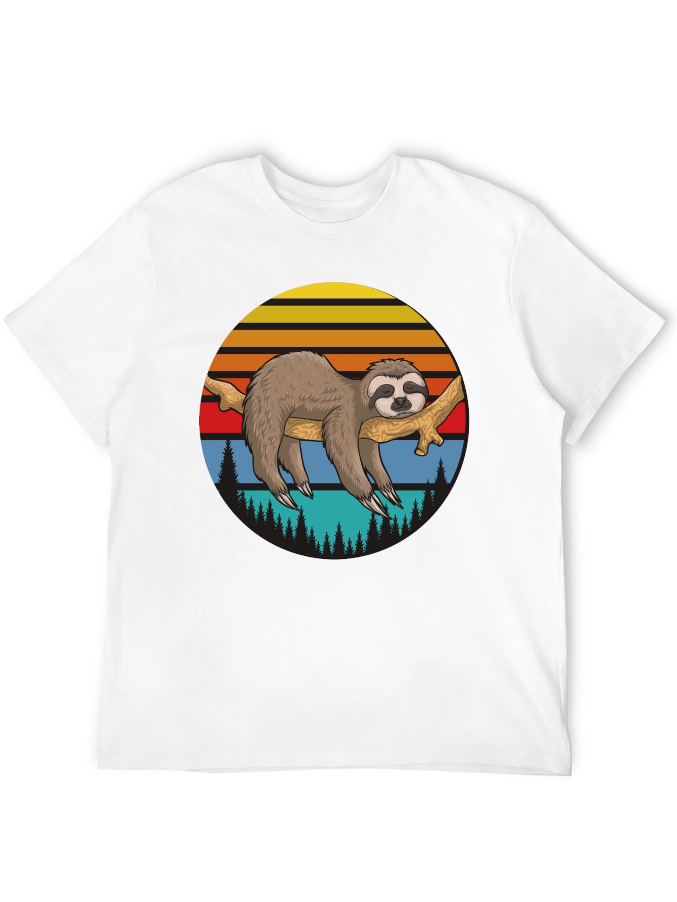 Sloth Sunset Graphic T-Shirt - Relaxed Style