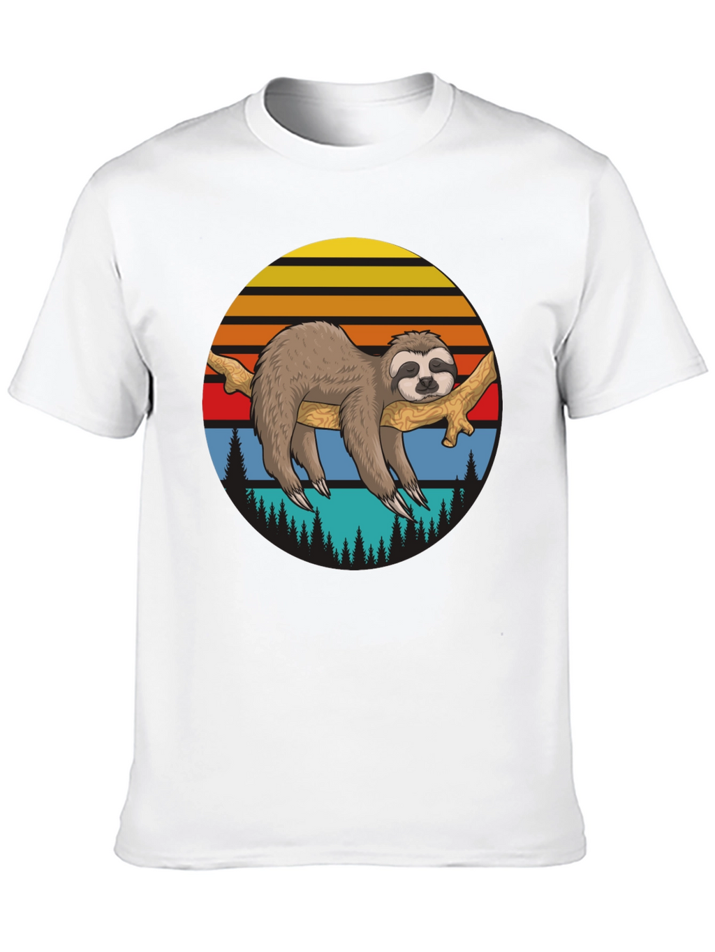 Sloth Sunset Graphic T-Shirt - Relaxed Style